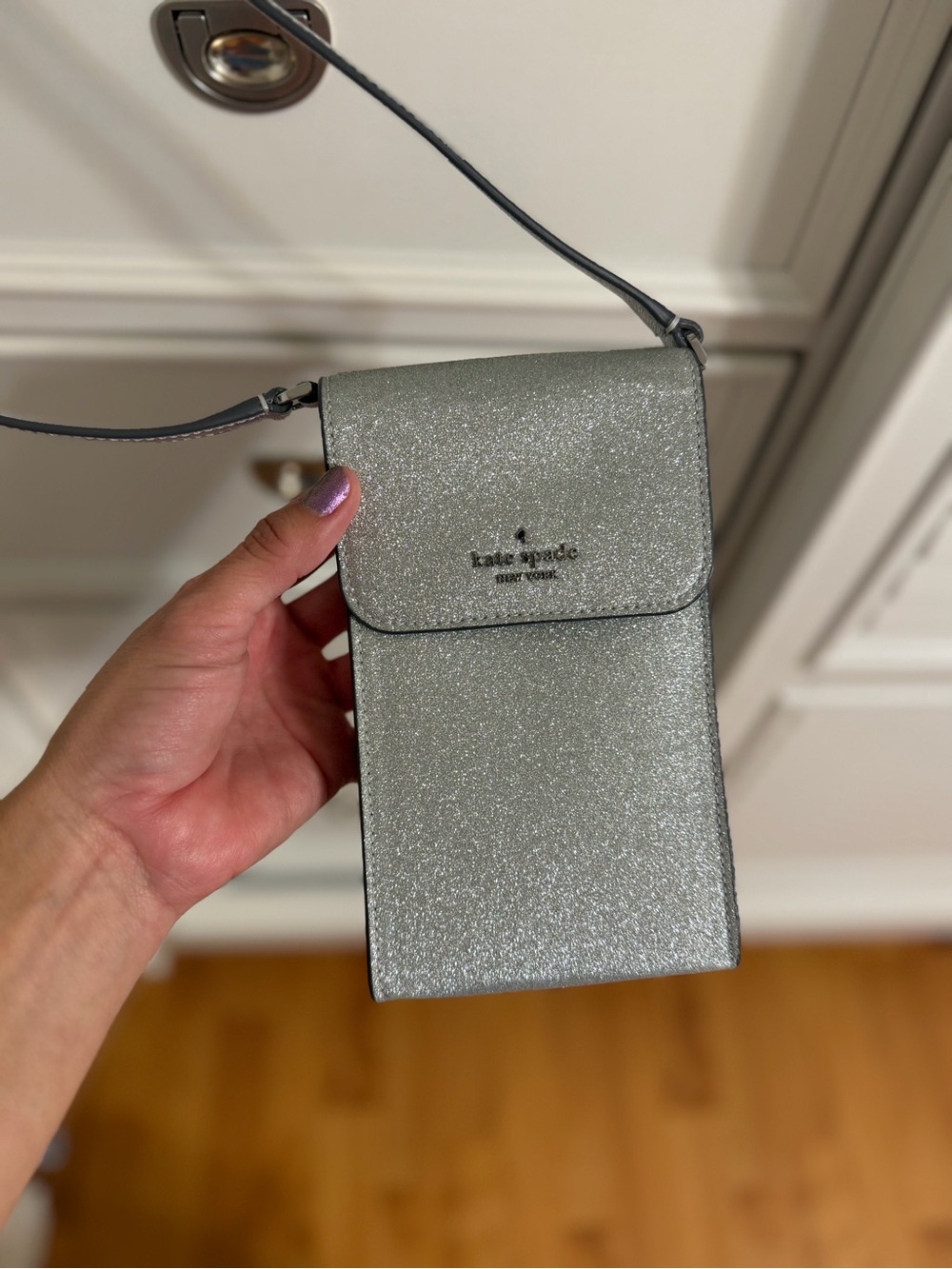 Kate Spade Glimmer North South Glitter Phone Flap Crossbody